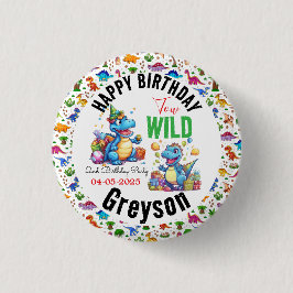 Two Wild Dino Party Boy Dinosaur 2. Geburtstag Button