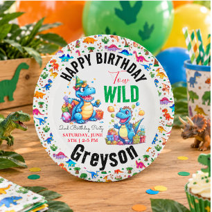 Two Wild Dino Party Boy Dinosaur 2. Geburtstag Pappteller