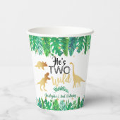 Two Wild Dinosaur Boys 2. Geburtstag Party Pappbecher (Rückseite)