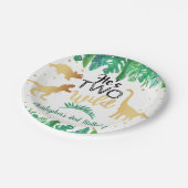 Two Wild Dinosaur Boys 2. Geburtstag Party Pappteller (Schrägansicht)