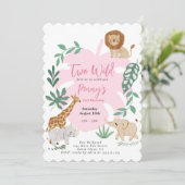 Two Wild Girl 2. Geburtstag Einladung (Stehend Vorderseite)