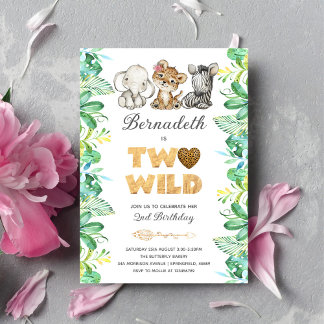 Two Wild Girl 2. Geburtstagsfeier Party Einladung