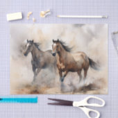 "Two Wild Mustangs" Dusty Western Wassercolor Seidenpapier (Handwerk)
