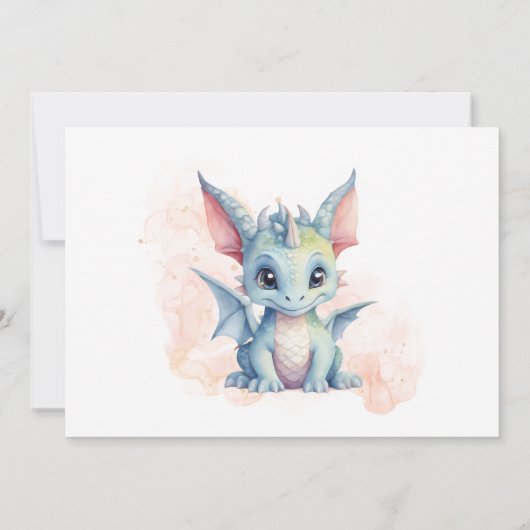 Two Wild Niedlich Baby Dragon Fairytale 2. Geburts Einladung (Rückseite)