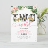 Two Wild Party Animals 2nd Birthday Invitation Einladung (Stehend Vorderseite)