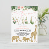 Two Wild Party Animals 2nd Birthday Invitation Einladung (Stehend Vorderseite)