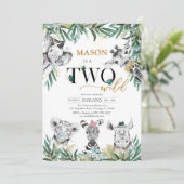 Two Wild Party Animals 2nd Birthday Invitation Einladung (Stehend Vorderseite)