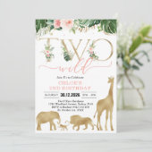 Two Wild Party Animals 2nd Birthday Invitation Einladung (Stehend Vorderseite)