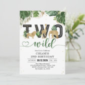 Two Wild Party Animals 2nd Birthday Invitation Einladung (Stehend Vorderseite)