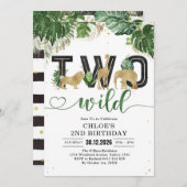 Two Wild Party Animals 2nd Birthday Invitation Einladung (Vorne/Hinten)