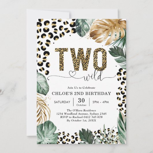Two Wild Party Animals Leopard 2nd Birthday Einladung (Vorderseite)