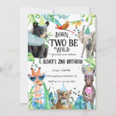 Two Wild Safari 2. Geburtstag Einladung (Vorderseite)