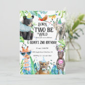Two Wild Safari 2. Geburtstag Einladung (Stehend Vorderseite)