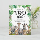 Two Wild Safari 2. Geburtstag Party Einladung (Stehend Vorderseite)