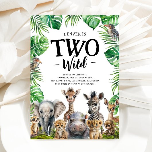 Two Wild Safari 2. Geburtstag Party Einladung