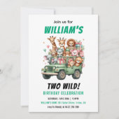 Two Wild Safari Animal 2nd Birthday Party Einladung (Vorderseite)
