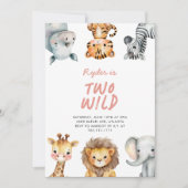 Two Wild Safari Animals 2nd Birthday Einladung (Vorderseite)