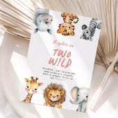 Two Wild Safari Animals 2nd Birthday Einladung