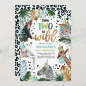 Two Wild Safari Animals 2nd Boy Birthday Party Einladung (Vorne/Hinten)
