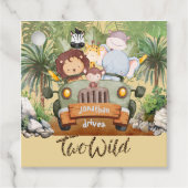 Two Wild Safari Animals Driving Car 2nd Birthday Geschenkanhänger (Vorderseite)