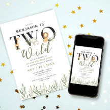 Two Wild Safari Animals Junge 2. Geburtstag Party