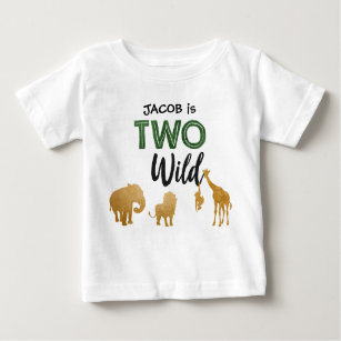 Two Wild Safari Animals Party Junge 2. Geburtstag Baby T-shirt