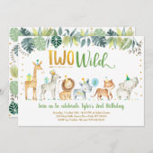 Two Wild Safari Jungle Geburtstag Einladung (Vorne/Hinten)