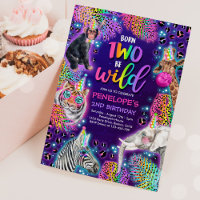 Two Wild Safari Neon Rainbow Cheetah Birthday