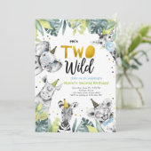 Two Wild Safari Party Animals Boy zum zweiten Gebu Einladung (Stehend Vorderseite)