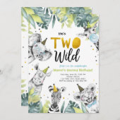 Two Wild Safari Party Animals Boy zum zweiten Gebu Einladung (Vorne/Hinten)