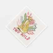 Two Wild Safari Pink Cheetah Kids Birthday Party Serviette (Ecke)
