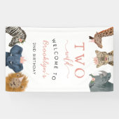 Two Wild Safari Thema Mädchen 2. Geburtstag Banner (Horizontal)