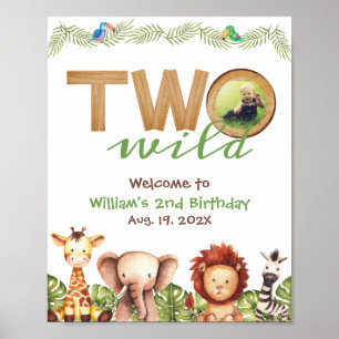 Two Wild Safari Welcome Foto Wood 2. Geburtstag Poster