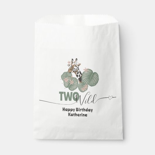 Two Wild Tropical Giraffe Animal Birthday Party Geschenktütchen (Vorderseite)