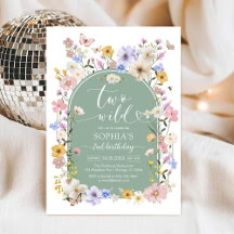 Two Wild Wildflower Animal 2nd Birthday Invitation
