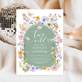 Two Wild Wildflower Animal 2nd Birthday Invitation Einladung