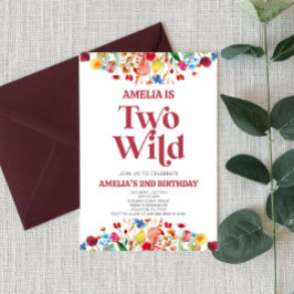 Two Wild Wildflower Second 2nd Birthday Party Einladung