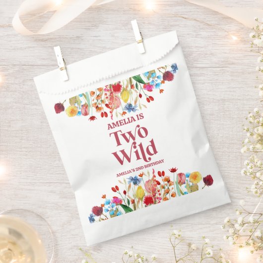 Two Wild Wildflower Second 2nd Birthday Party Geschenktütchen (Ausgeschnitten)