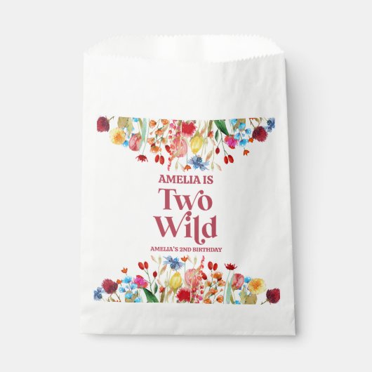 Two Wild Wildflower Second 2nd Birthday Party Geschenktütchen (Vorderseite)