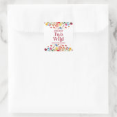 Two Wild Wildflower Second 2nd Birthday Party Quadratischer Aufkleber (Tasche)