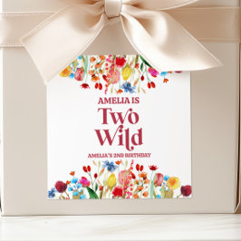 Two Wild Wildflower Second 2nd Birthday Party Quadratischer Aufkleber