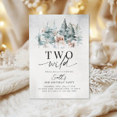 Two Wild Winter Woodland Animals 2nd Birthday Einladung