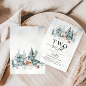 Two Wild Winter Woodland Animals 2nd Birthday Einladung