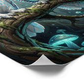 Two wise, ancient white blue owls poster (Ecke)