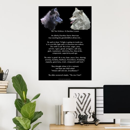 TWO WOLVES CHEROKEE TALE Art Poster (Heimbüro)