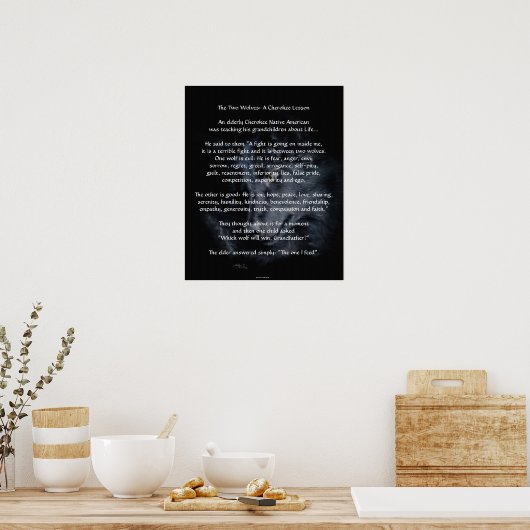 TWO WOLVES CHEROKEE TALE Art Poster (Küche)