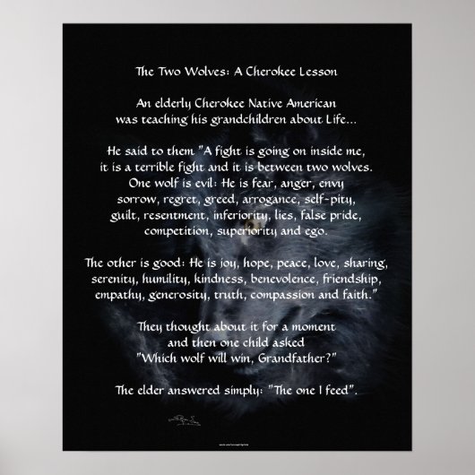 TWO WOLVES CHEROKEE TALE Art Poster (Vorne)
