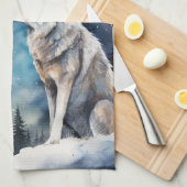 Two Wolves in Winter Geschirrtuch (Viertel Falte)
