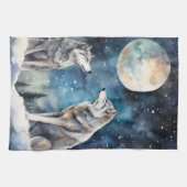 Two Wolves in Winter Geschirrtuch (Horizontal)
