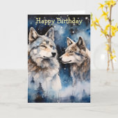 Two Wolves in Winter Karte (Gelbe Blume)